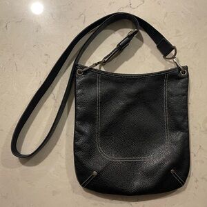 $350 Longchamp Le Foulonne Black Leather Crossbody Shoulder Bag